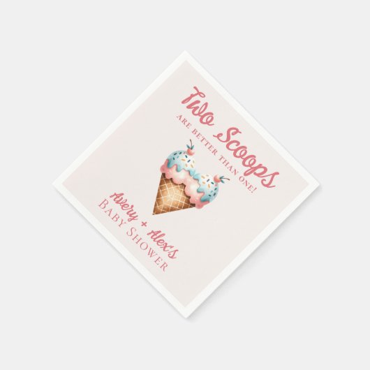 Zwei Scoops Eiscreme Twins Kinderdusche Serviette (Ecke)