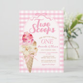 Zwei Scoops sind besser als eine Birthday Ice Crem Einladung (Stehend Vorderseite)