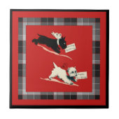 Zwei Scottie Dog Sm. (4,25" x 4,25") Keramik Fliese (Vorderseite)