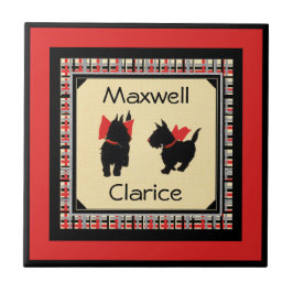 Zwei Scottie Dog Sm. (4,25" x 4,25") Keramik Fliese