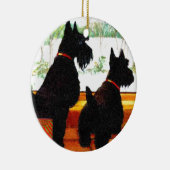 Zwei Scottie-Hunde warteten Weihnachtsmann Keramikornament (Rechts)