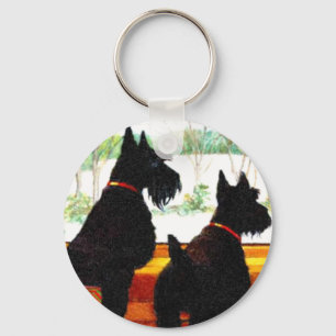 Zwei Scottie-Hunde warteten Weihnachtsmann Schlüsselanhänger