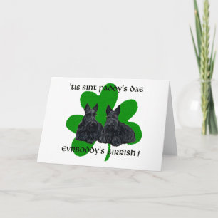 Zwei Scotties am St. Paddy's Day Karte