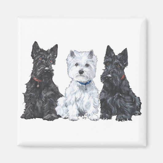 Zwei Scotties und ein Westie Magnet (Vorne)