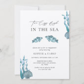 Zwei "Sea Monogram Engagement Party" für weniger F Einladung (Vorderseite)