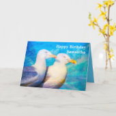 Zwei Seagulls Aquarellfarben Name Happy Birthday Karte (Gelbe Blume)