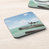 Zwei Seemöwen, die auf einem toten Baum heraus Getränkeuntersetzer (Linke Seite)