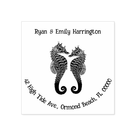 Zwei-Seepferdchen-Adresse Gummistempel (Prägung)