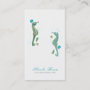 Zwei Seepferde Aquarell Strand Elegant Chic Visitenkarte