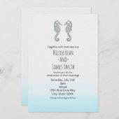 Zwei Seepferde Eleganter Strand Hochzeit Einladung (Vorne/Hinten)