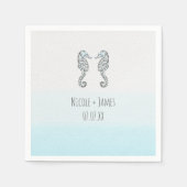 Zwei Seepferde Eleganter Strand Hochzeit Serviette (Vorderseite)