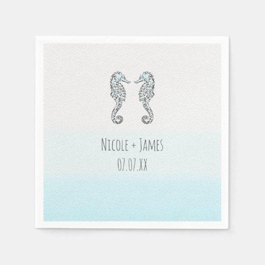 Zwei Seepferde Eleganter Strand Hochzeit Serviette (Vorderseite)