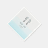 Zwei Seepferde Eleganter Strand Hochzeit Serviette (Ecke)