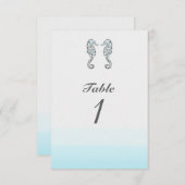 Zwei Seepferde Eleganter Strand Hochzeit Tischnumm Einladung (Vorne/Hinten)