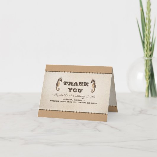 zwei Seepferde nautische Hochzeit danke (Vorderseite)