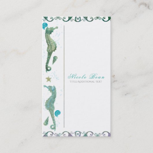 Zwei Seepferde Strand Wasserfarbe Elegante Eleganz Visitenkarte (Vorderseite)