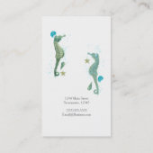 Zwei Seepferde Strand Wasserfarbe Elegante Eleganz Visitenkarte (Rückseite)