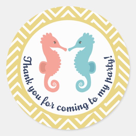 Zwei Seepferde Swim Sommer Party Danke Aufkleber (Vorderseite)