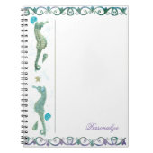 Zwei Seepferde Watercolor Beach Elegante Custom Notizblock (Vorderseite)