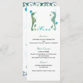 Zwei Seepferde Watercolor Beach Hochzeitkarte Menükarte (Vorne/Hinten)