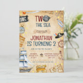 Zwei Seeräuberschiffe, das zweite Party zum Geburt Einladung (Stehend Vorderseite)