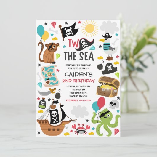 Zwei Seeräuberschiffe, das zweite Party zum Geburt Einladung (Stehend Vorderseite)