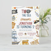 Zwei Seeräuberschiffe, das zweite Party zum Geburt Einladung (Stehend Vorderseite)