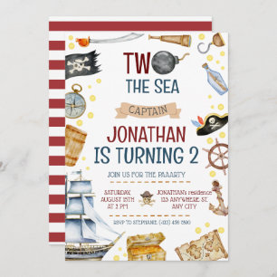 Zwei Seeräuberschiffe, das zweite Party zum Geburt Einladung