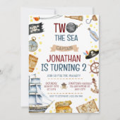 Zwei Seeräuberschiffe, das zweite Party zum Geburt Einladung (Vorderseite)