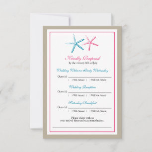 Zwei Seesterne Pfau und Rosa RSVP-Karte RSVP Karte