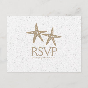 Zwei Seesterne Strandhochzeit RSVP-Karten Einladungspostkarte