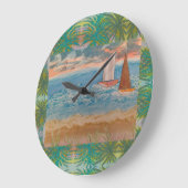 Zwei Segelboote bewölkt Himmel Große Wanduhr (Winkel)