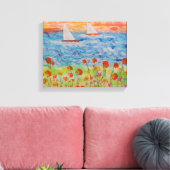 Zwei Segelboote Big Sun Stretched Canvas Print Leinwanddruck (Insitu (Wohnzimmer))