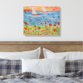 Zwei Segelboote Big Sun Stretched Canvas Print Leinwanddruck (Insitu (Schlafzimmer))