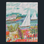 Zwei Segelboote Puzzle<br><div class="desc">Zwei Segelboote und Hütte II durch Karen-Felder. Eigenschaften zwei Segelboote, die in das Wasser umgeben durch bunte Blumen und Hütten schwimmen.</div>