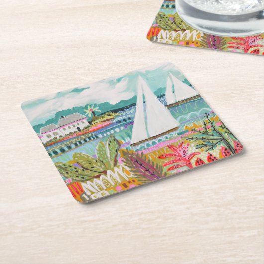 Zwei Segelboote Rechteckiger Pappuntersetzer (angewinkelt)