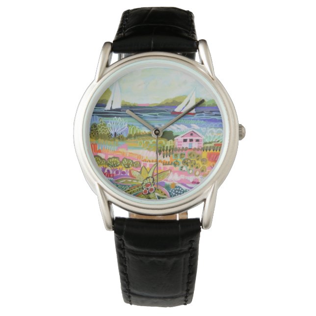 Zwei Segelboote und Hütte Armbanduhr (Vorderseite)