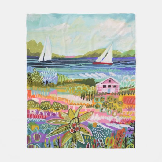 Zwei Segelboote und Hütte Fleecedecke (Vorderseite)