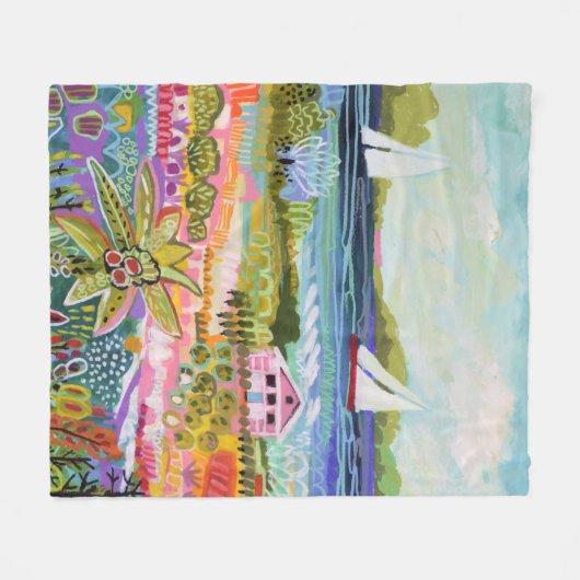 Zwei Segelboote und Hütte Fleecedecke (Vorderseite (Horizontal))