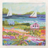 Zwei Segelboote und Hütte Glasuntersetzer (Vorderseite)