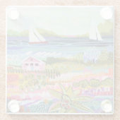 Zwei Segelboote und Hütte Glasuntersetzer (Rückseite)