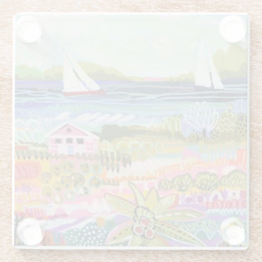 Zwei Segelboote und Hütte Glasuntersetzer (Rückseite)