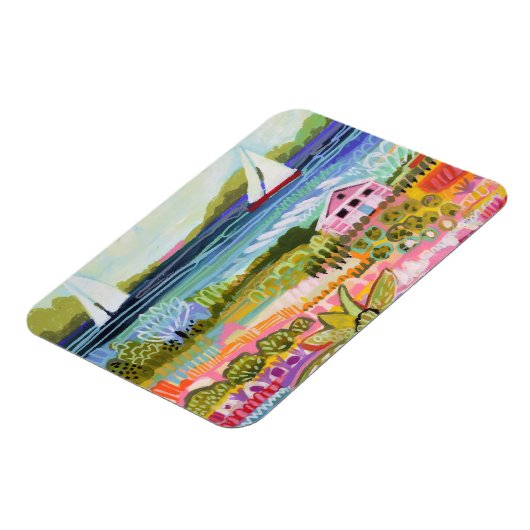 Zwei Segelboote und Hütte Magnet (Linke Seite)