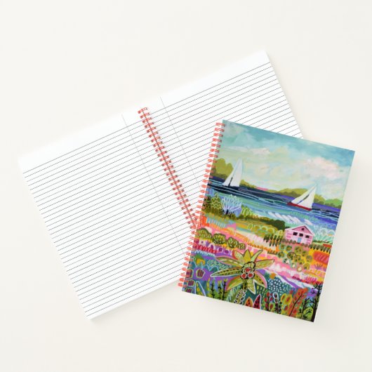 Zwei Segelboote und Hütte Notizblock (Innenseite)