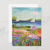 Zwei Segelboote und Hütte Postkarte (Vorne/Hinten)