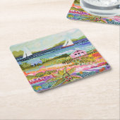 Zwei Segelboote und Hütte Rechteckiger Pappuntersetzer (angewinkelt)