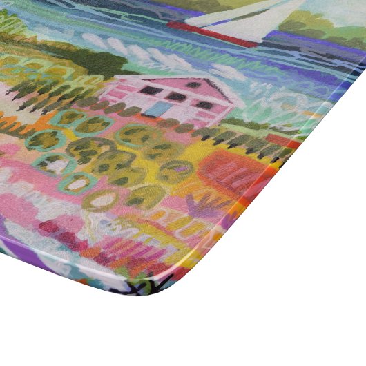 Zwei Segelboote und Hütte Schneidebrett (Ecke)