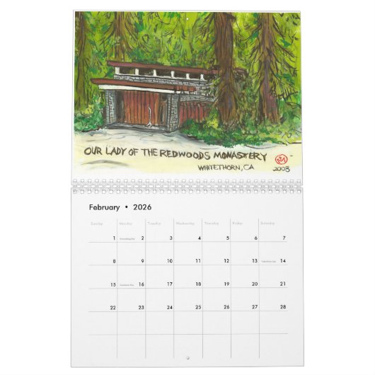 Zwei Seite, Medium, weißer Kalender (Feb 2026)