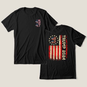 Zwei Seiten 45 47 Trump 2024 Amerikanische Flagge  Tri-Blend Shirt