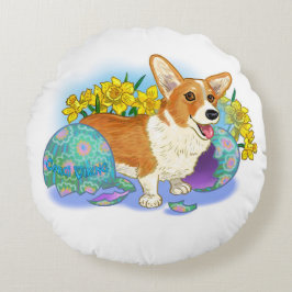 Zwei Seiten Corgi Rundes Kissen